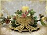 Cp00121 Handmade Centerpiece Christmas Candle Holder Gold Berries Pinecones Pine Balls