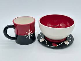 334236 Cracker Barrel I Love Snow Days Christmas Snowman 3 Piece Bowl Plate Mug Set
