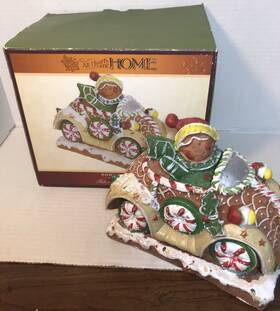 334295 Cracker Barrel Christmas Color Changing Fiber Optic Car W Gingerbread Man