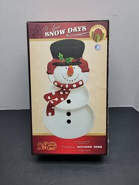 341234 Cracker Barrel I Love Snow Days Snowman Ceramic Divided Serving Dish Christmas