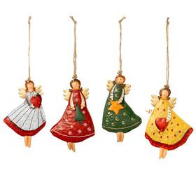Sdttstz4p Crafjie Painted Metal Angel Double-sided Christmas Tree Ornaments Set Of 4 For Christ