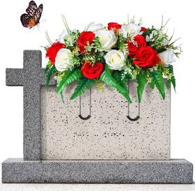 Jgf-craftsatin-0209 Craftsatin Christmas Cemetery Decorations For Grave Headstone Flower Saddle Artificial F