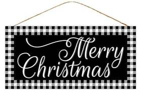 Craig Bachman 885673741845 12 Wooden Sign Black/white Merry Christmas Wood - Black And White Buffalo