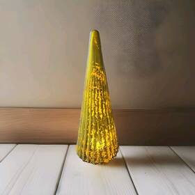 Crate And Barrel 102344325969 Crate&barrel 18 Inch Olive Mercury Glass Christmas Tree Ribbed Fluted