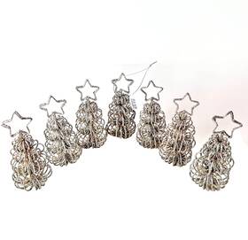 248-935 Crate And Barrel Christmas Tree Placecard Holders Or Ornaments Silver Glitter 7 Pc