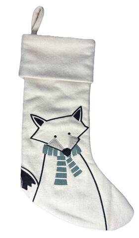 478-874 Crate And Barrel Arctic Friend Fox Christmas Stocking By Joan Anderson 21 Inch Wx8 H