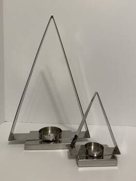 672-008 Crate And Barrel 672-02 Chalet Silver Christmas Tree Candle Holders #672-008