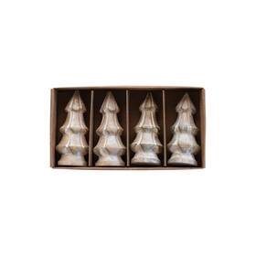 Creative Co-op 191009633730 Carved Mango Wood Christmas Trees White Set Of 4