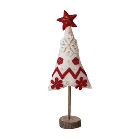 Creative Co-op 191009636441 Handmade Wool Felt Christmas Tree With Applique Embroidery And Wood Slice Ba