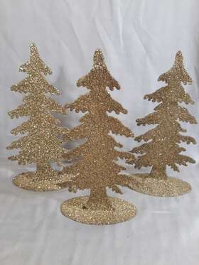 Xc1637 Creative Co-op Christmas Set/3 Metal Standing Trees W Gold Glitter 11.5 Inch H