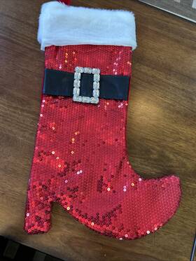 Z22-bx003 Creative Designs Christmas Stocking 18x12 Granny Fashion Boot Style Rhinestone Buckle Faux Fur