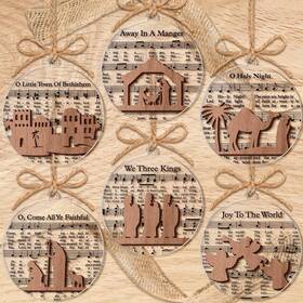 Kao-croblissful-0881 Croblissful 24 Pack Christmas Nativity Scene Ornaments Gifts Bulk Clear Woode