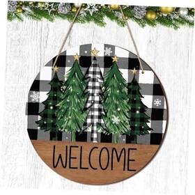 Kao-croblissful-0926 Croblissful Christmas Welcome Door Sign Decoration Rustic Xmas Tree Winter Wonderland