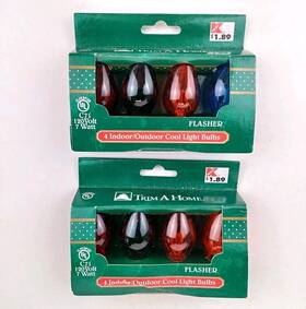 Crystal 788473411157 Two 4-pk Kmart C7 1/2 Christmas Light Bulbs Flasher Blinking 5w