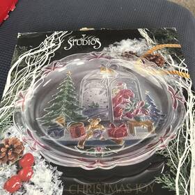 312230 Crystal Clear Studios 1992 Christmas Joy 14 Inch Round Platter #312230 New X1166