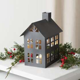 Ctw Home Collection 801106207047 Galvanized Metal Country House Christmas Luminary - Tea Light Holder