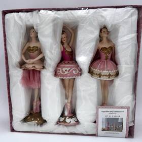 890-tj-bin83 Cupcakes And Cashmere Ballerinas Pink Christmas Decor Set Of 3 Open Box