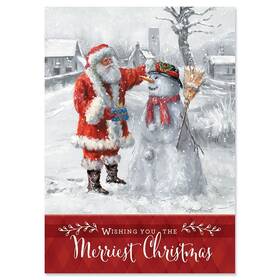 Current 191699137334 Santa And Snowman Christmas Cards With Envelopes - Set Of 18 Large 5 Inch X