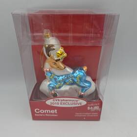 812694 Cvs 2010 Pharmacy Exclusive Comet Santas Reindeer Glass Christmas Ornament