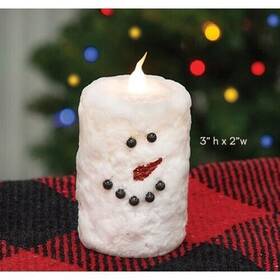 Glxs099433t Cwi Snowman Face Led Timer Candle Votive - 3 Inch H Battery Operated Christmas Winter