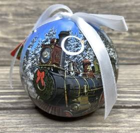Cj110d D&d 719875611043 Vtg Christmas Ornament Steam Train Blinking Twinkling Treasures Winter Scene 3 Inch