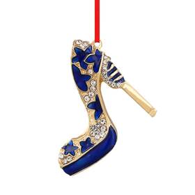 C240912390 D24time High Heel Shoe Christmas Ornaments - Metal Blue Hanging 2
