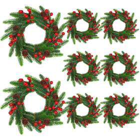 Hue-daifunli-1696 Daifunli 8 Pcs 11 Inch Small Christmas Candle Rings Wreaths Mini Wreath Arti