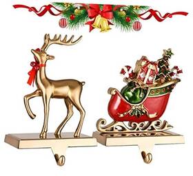 Dajamai 791715032942 2 Pack Christmas Stocking Holders Reindeer And Santa Hangers -