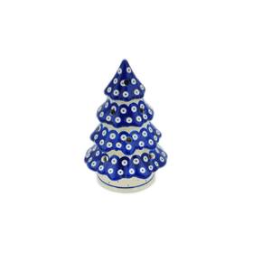 H0565p Dalia Polish Pottery Christmas Tree Candle Holder 7 Inch Lovely Blue Eyes