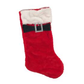 Dan Dee 047475125425 2014 Red Christmas Stocking With Faux Black Belt Silver Buckle 18 Inch X9