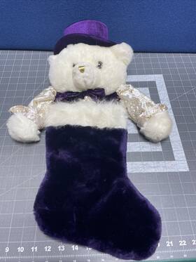Dan Dee 047475584611 Collector Choice Plush Stuffed Teddy Bear Christmas Stocking Rare Purple