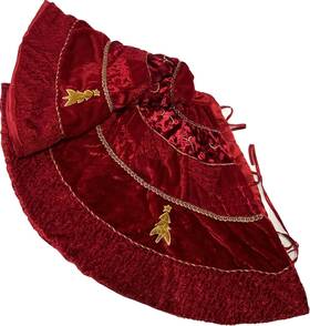 Danndee 445031448460 Elegant Padded 46-inch Red Velvet Silk Plush With Gold Christmas Trees
