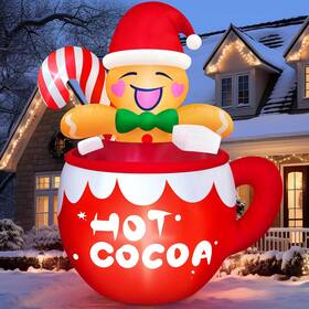 Cg0036 Danxilu 6ft Christmas Inflatable Outdoor Decorations Cute Blow Up Hot Cocoa Gingerbread