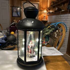 Uw1216bk Danya B. Tabletop Christmas Winter Scene Falling Snow Musical Globe Diorama Lantern