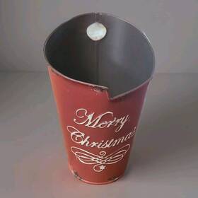 03102024 Darice Merry Christmas Metal Wall Hanging Bucket Pail Rustic Distressed Look