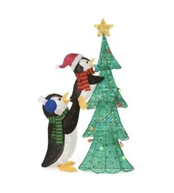 Ty337-1611-1 Darling 62 In Led Penguins With Christmas Tree Holiday Yard Decoration Nib