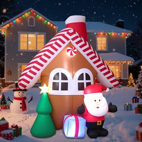 Xts-090 Dawdix 7 Ft Christmas Inflatable Candy House With Santa Claus Tree Gift Box Built