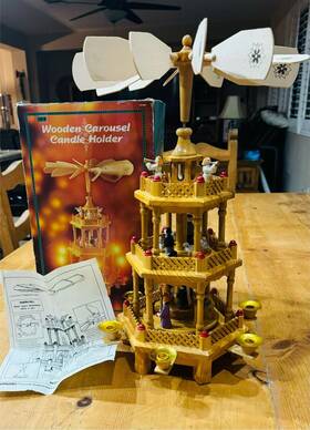 Dayton Hudson 400547685003 Large 3 Tier Christmas Wooden Nativity Carousel Candle Holder 1994
