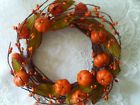 Dc9246 Unbranded Orange Pumpkin Candle Ring Berries Leaves Harvest Fall Decor