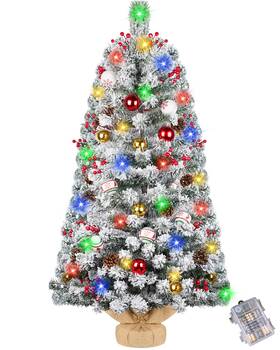 24095ts-3 Ddhs Small Flocked Christmas Tree 3ft Prelit Tabletop With 60 Li