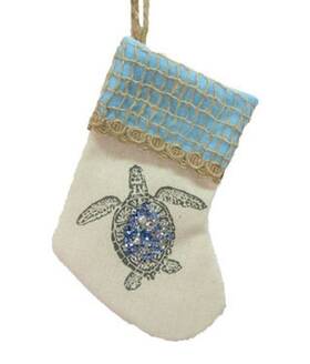 79-80904 December Diamonds Sea Turtle Blue Jewels Christmas Stocking Ornament 6.25 Inches