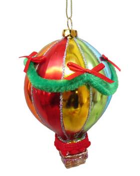 79-81112 December Diamonds Rainbow Colors Hot Air Balloon Christmas Holiday Ornament Glass