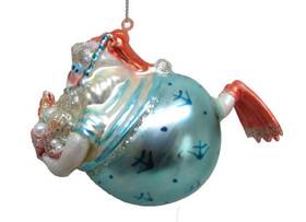 79-81130 December Diamonds Plump Santa Diving For Treasures Christmas Holiday Ornament Glass