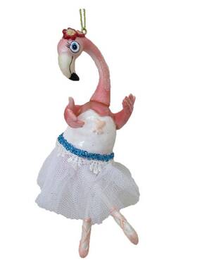 79-81180 December Diamonds Ballerina Flamingo In White Tutu Christmas Holiday Ornament