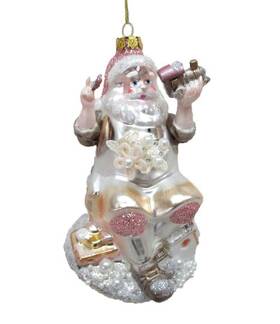 79-81203 December Diamonds Santa Making A Toy Christmas Holiday Ornament Glass