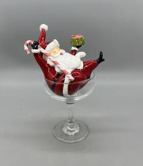December Diamonds 807962292845 Retro Snowman In Martini Glass Christmas Decor