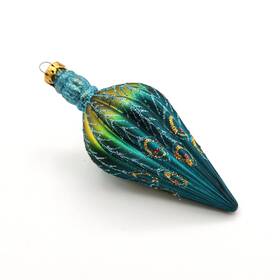 December Diamonds 807962814573 Peacock Teardrop Christmas Ornament Jeweled And Glittered 6 Inch Green Blue Gold Pink
