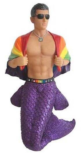 5590826 December Diamonds 807962908265 Gay Pride Merman With Rainbow Flag Christmas Ornament