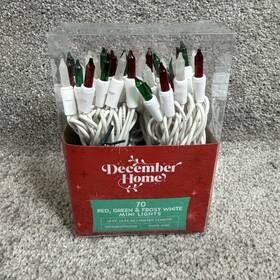 December Home 713733227650 Frost White Green Red 70 Mini Lights 14ft Wire Christmas