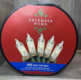 December Home 713733227742 Mini String Lights 400 Clear - 81ft Spool Reel Christmas Wedding In/outdoor